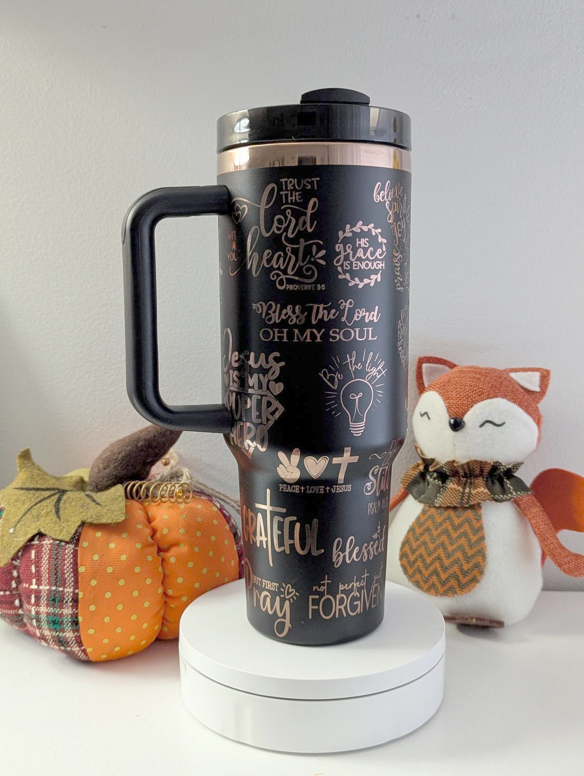 Jesus Tumbler 30oz/40oz, Faith Over Fear Tumbler With Handle, Christian Laser Engraved, LAF21